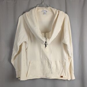 Peace Love World Off-White Zip-Up Pullover Large Unique